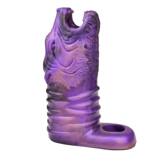 Purple Tigher Head Penis Extender Soft Silicone Cock Sleeve