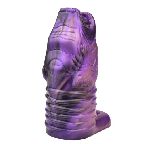 Purple Tigher Head Penis Extender Soft Silicone Cock Sleeve