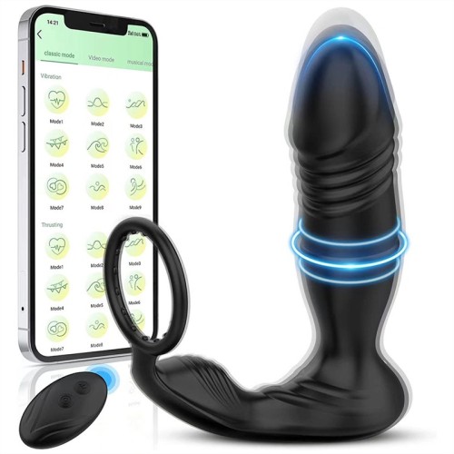 App Controlled Vibrating & Thrusting Anal Vibrator Men Prostate Massager