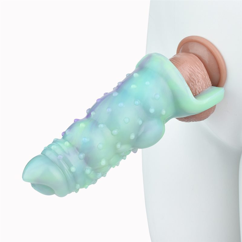 6 Inch Luminous Beaded Big Knot Cock Sleeve Fantasy Silicone Penis Sheath