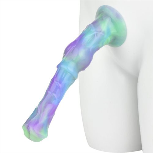 9.5 Inch Long Slim Horse Knot Dildo Silicone Mix-Colors Animal Penis
