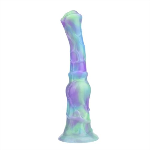 9.5 Inch Long Slim Horse Knot Dildo Silicone Mix-Colors Animal Penis