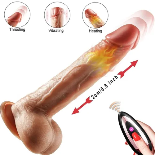 8 Inch Remote Control Heating Vibrating and Thrusting Dildo