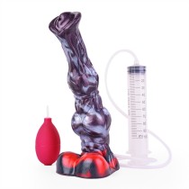 10 Inch Double Knot Ejaculating Horse Dildo Soft Silicone Animal Penis