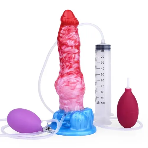 9 Inch Ejaculating and Inflatable Knot Dildo Silicone Fantasy Adult Toy