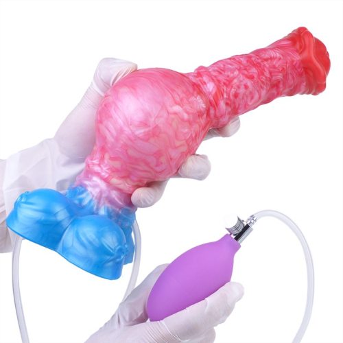 8.5 Inch Horse Knot Inflatable and Ejaculating Dildo Silicone Animal Penis
