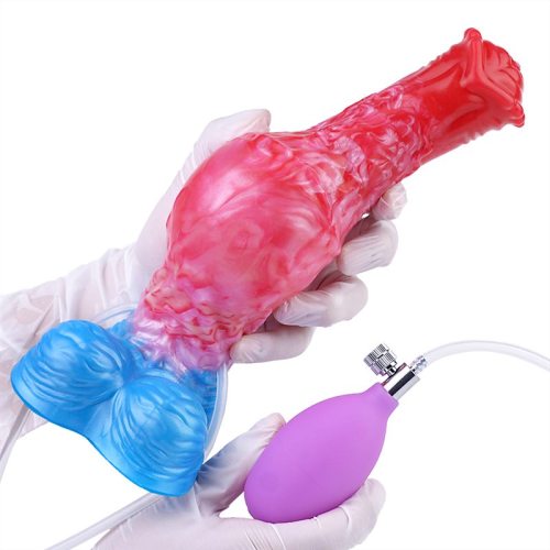 8.5 Inch Inflatable and Ejaculating Horse Dildo Silicone Animal Penis