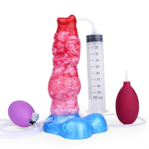 8 Inch Dog Ejaculating and Inflatable Dildo Silicone Knot Sex Toy