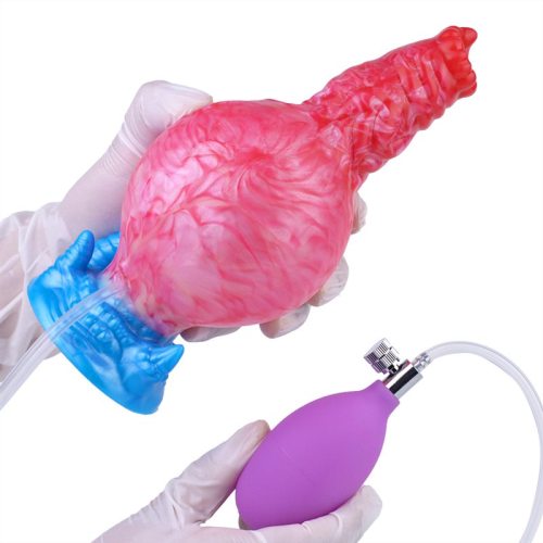 7 Inch Small Dog Inflatable and Ejaculating Penis Dildo Silicone Knotted Toy