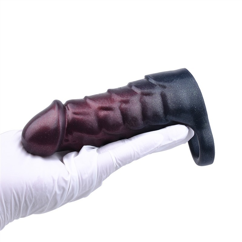 5.6 Inch Ribbed Cock Sheath Soft Silicone Penis Extension