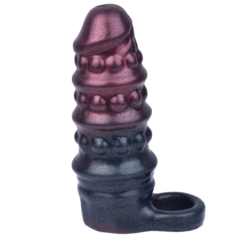 5.8 Inch Spiral Beaded Cock Sleeve Soft Silicone Penis Girth Extender