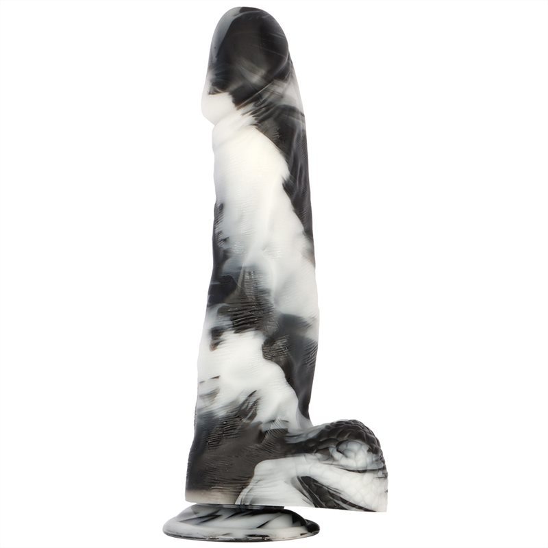 13 Inch Long 2.5 Inch Thickness Black-and-White PVC Realistic Dildo