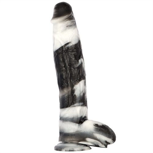 17 Inch Extra Long 3.2 Inch Wide Extreme Huge Black-and-White PVC Dildo