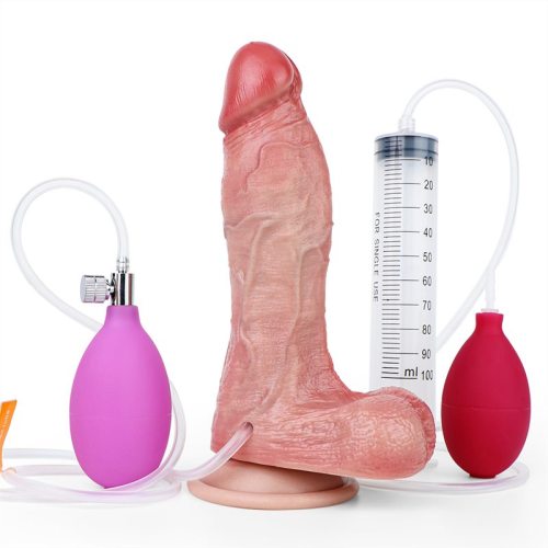 7.5 Inch Ejaculating and Inflatable Real Silicone Dildo