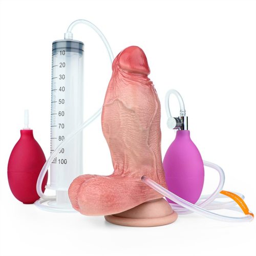 5.7 Inch Short Fat Ejaculating and Inflatable Silicone Dildo