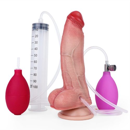 7 Inch Ejaculating and Inflatable Realistic Silicone Dildo