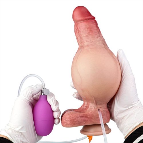 8 Inch Ejaculating and Inflatable Silicone Dildo Soft Squirting Penis Toy