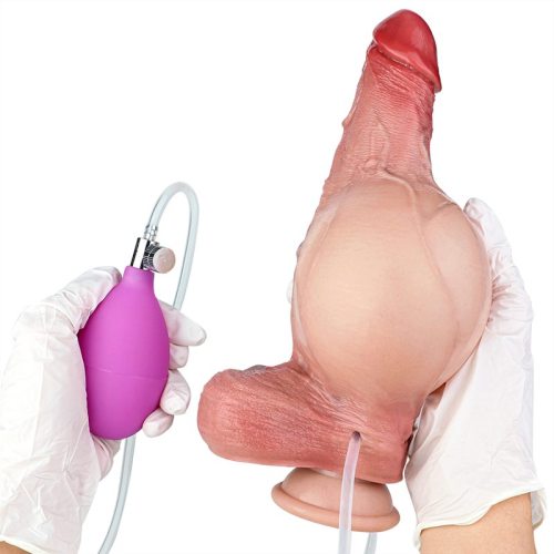 8 Inch Ejaculating and Inflatable Real Skin Silicone Dildo