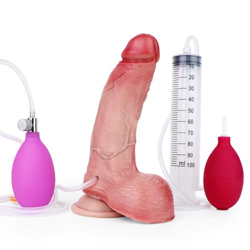 7.2 Inch Ejaculating and Inflatable Real Feeling Silicone Dildo