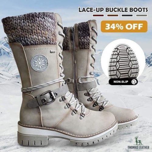 UGG® - Women Buckle Lace Knitted Mid-calf Boots