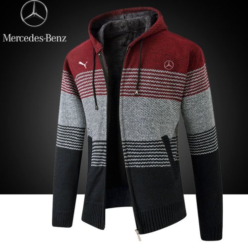 Colorful striped block and fleece hooded warm jacket