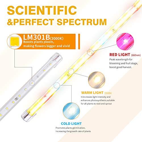 Plant Grow Light, LM301B Chips & Red Full Spectrum T5 Grow Lamp with Timer Plant Lights Bar 4 Dimmable Levels for Indoor Tent Seedling Hydroponics - 4Pack