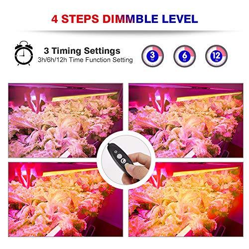 Roleadro Grow Light for Indoor Plants, 3500K& Red Blue Full Spectrum Grow Lamp with Timer/Extension Cables Plant Lights Bar 4 Dimmable Levels for Tent Seedling Hydroponics - 4Pack