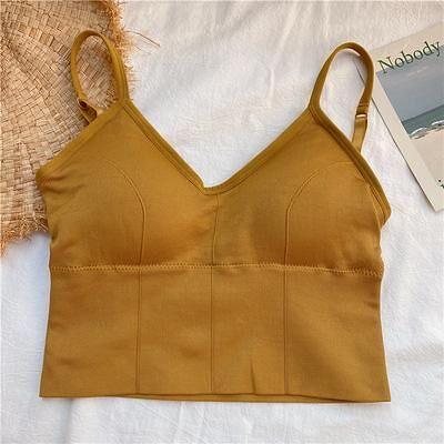 ins網紅同款小吊帶裹胸背心女夏內搭u型美背內衣性感上衣外穿潮