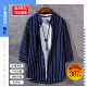 【M-4XL】2021新款韓版條紋修身彈力襯衫，品質做工，帥氣有型，聚會/出行/旅遊皆適宜！