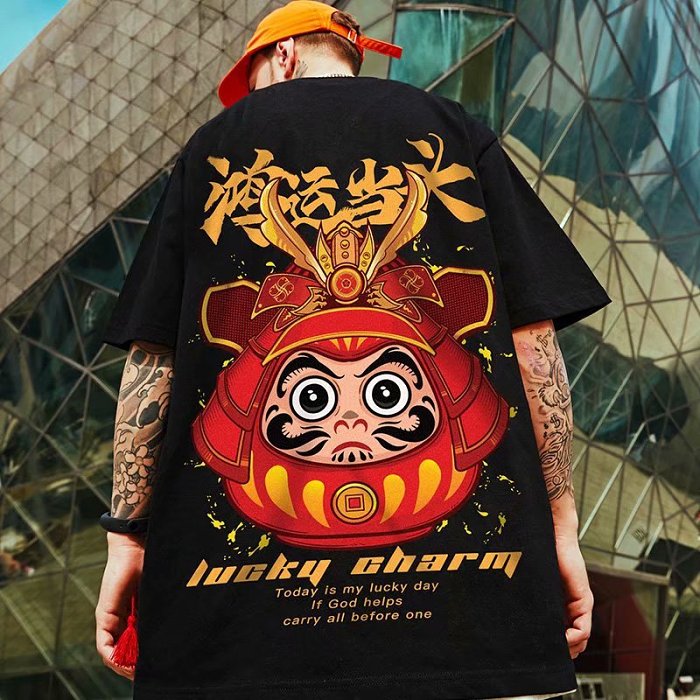 國際潮流~潮酷男士印花大碼休閒T恤~8XL加大碼 大碼也合適