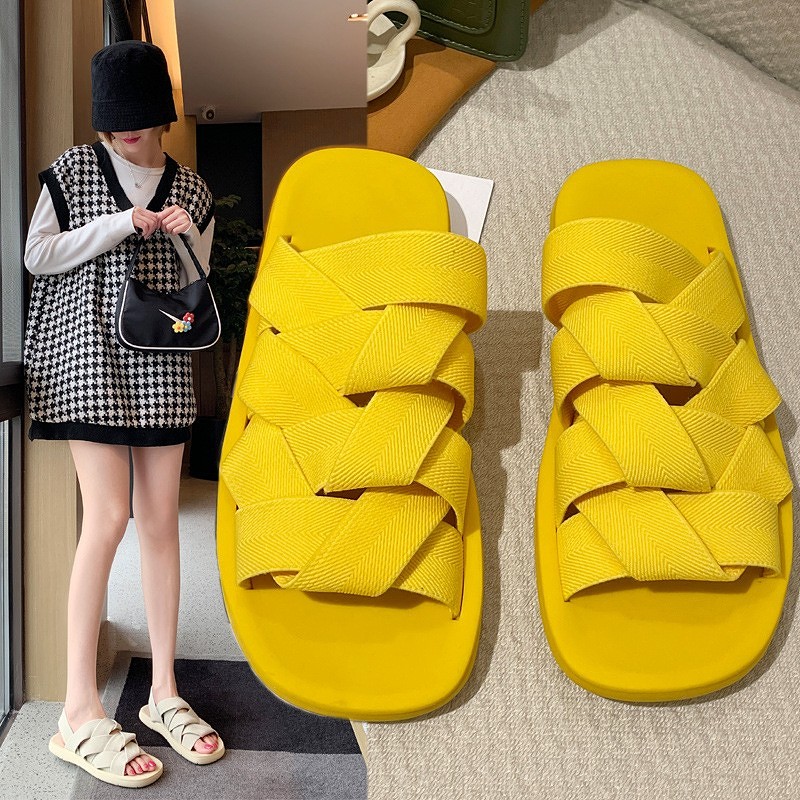 超舒適的彈力編織拖鞋，擁有一雙就cover整個summer 寬腳背、大腳女孩別擔心 #最大有做到40號