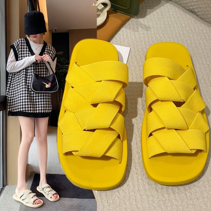 超舒適的彈力編織拖鞋，擁有一雙就cover整個summer 寬腳背、大腳女孩別擔心 #最大有做到40號
