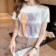2021新款真絲短袖女t卹韓版春夏印花寬鬆大碼桑蠶絲半袖襯衫上衣【買1送1，40-80kg可穿】