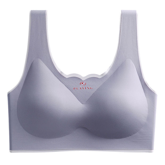 泰国乳胶文胸聚拢无痕无钢圈运动内衣美背夏季透气薄款胸罩蕾丝边