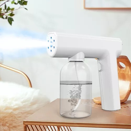 เครื่องฆ่าเชื้อนาโนแบบพกพา, ฆ่าเชื้อด้วยรังสีอัลตราไวโอเลต + น้ำยาฆ่าเชื้อ ฆ่าเชื้อต้านการแพร่ระบาด ฆ่าเชื้อสำนักงาน บ้านเรือน ฆ่าเชื้อเวลาจากข้างนอกถึงบ้าน ระยะพ่นไกล การชาร์จ USBแบบไร้สาย สเปรย์เย็นโดยไม่ต้องทำความร้อน ไม่มีสารอื่น ๆ สามารถใช้แอลกอฮอล์ กับน้ำยาฆ่าเชื้อได้【ชิ้นที่สอง499】
