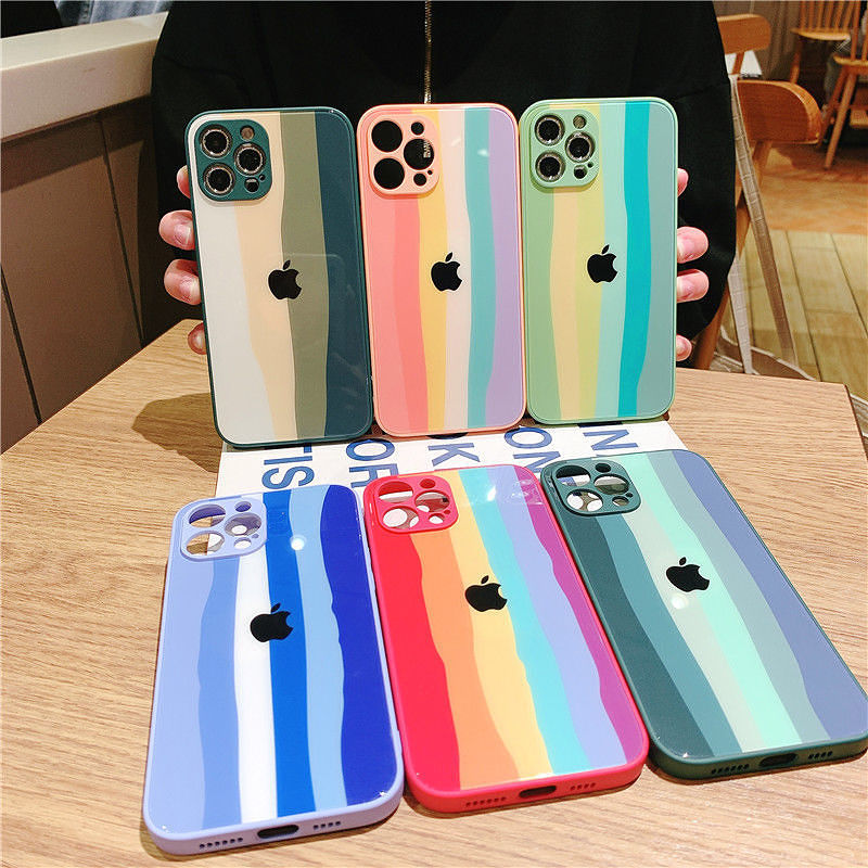 เคสกระจกเหลวสีรุ้งสำหรับ iPhone