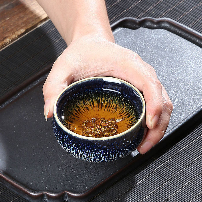 鑲銀建盞窯變天目純手工陶瓷主人杯碗單杯十二生肖品茶盞功夫茶杯