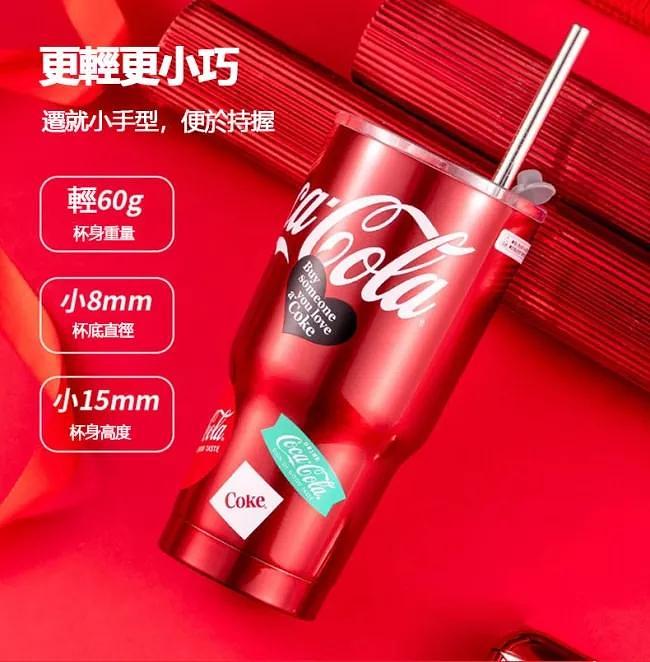 名創優品可口可樂可冷可熱鋼杯隨手水杯帶吸管保溫杯580ml