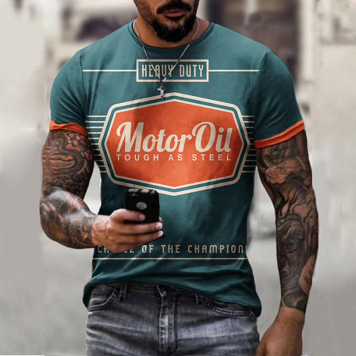 【Buy 1 get 1 】New novelty pattern digital printing 3DT shirt men's street trend sports short sleeve