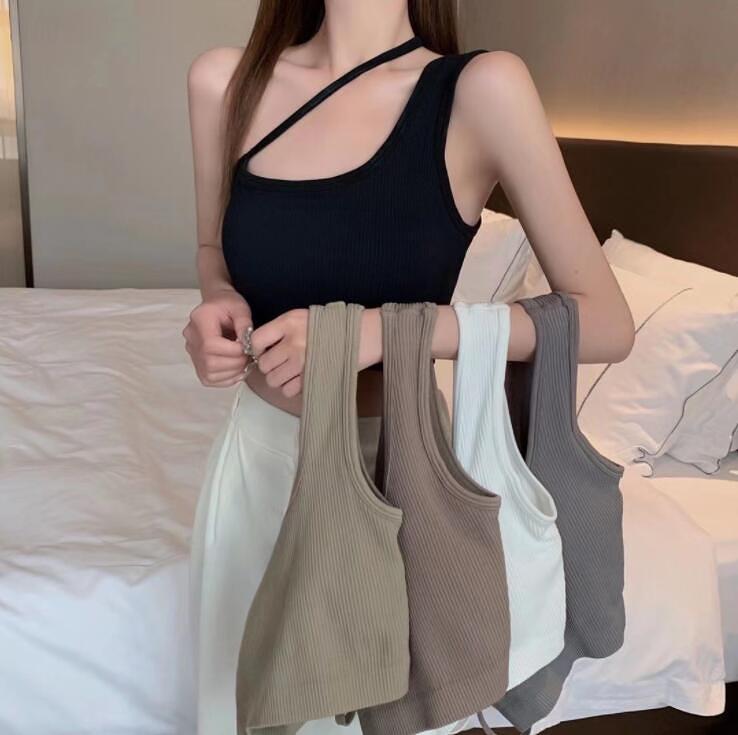新款不規則細肩帶美背裹胸固定杯內搭外穿舒適青少女士無鋼圈抹胸