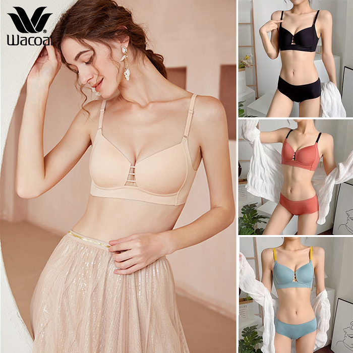 【ซื้อ 1 แถม 1】ส่วนลดพิเศษเพื่อฉลองครบรอบ 50 ปีของวาโก้ญี่ปุ่น ชุดชั้นในสตรีน้ำยางธรรมชาติรวบรวมลูกไม้ไร้แหวนเหล็ก