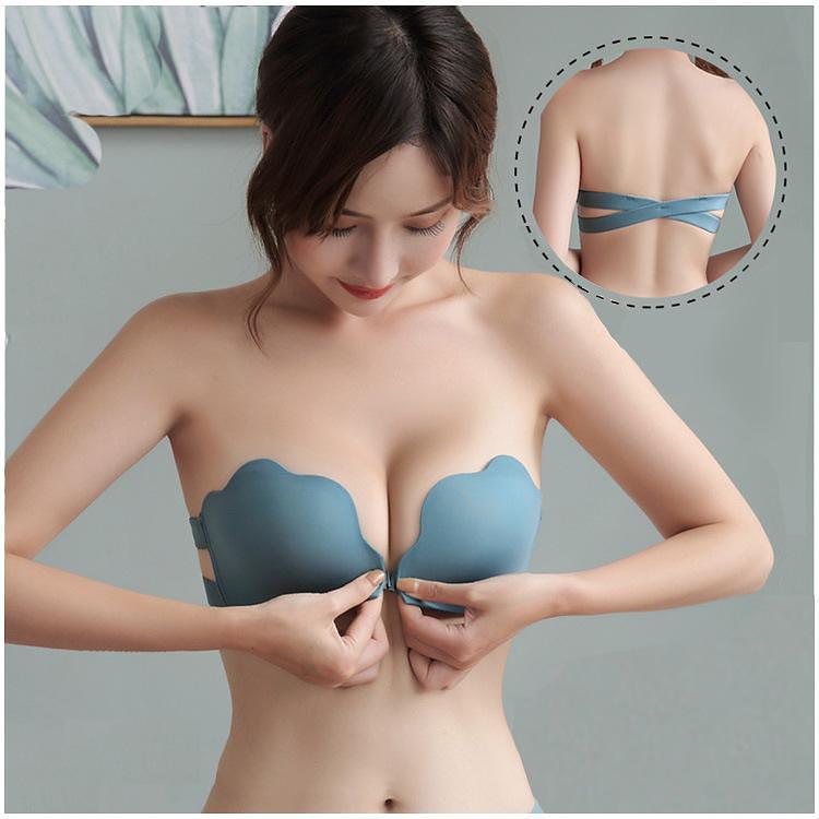 日本bra深V爆乳，前扣無鋼圈，無肩帶，防滑聚攏，穿上它，外擴副乳通通OUT！