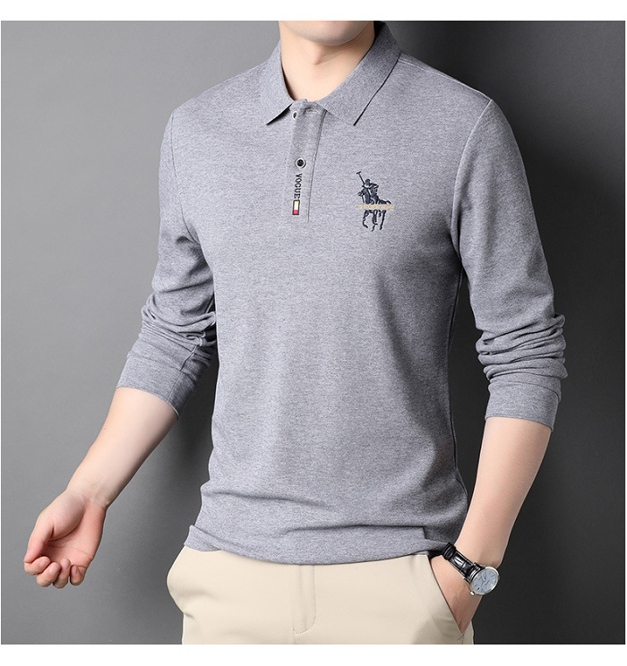 秋季新款POLO衫 商務紳士刺繡翻領上衣#舒適休閑