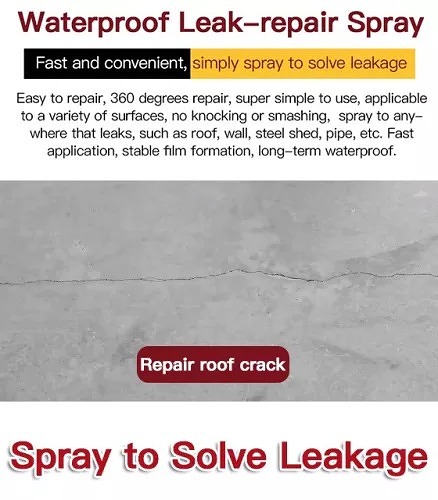 Self-spraying waterproof leak trapping spray