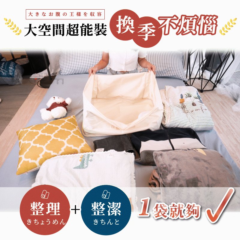 日本收納王【棉被衣物百寶袋】