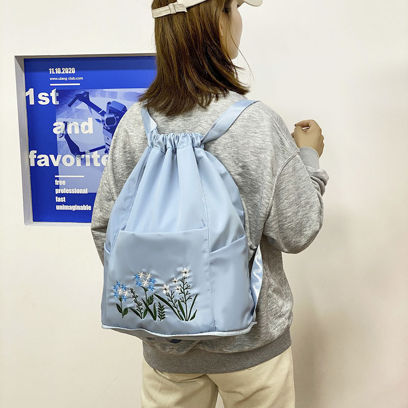 幹濕分離休閑折疊雙肩包新款旅行袋短途健身包運動訓練繡花旅行包