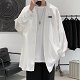 長袖襯衫男秋季新款垂感寬鬆感冰絲純色襯衣