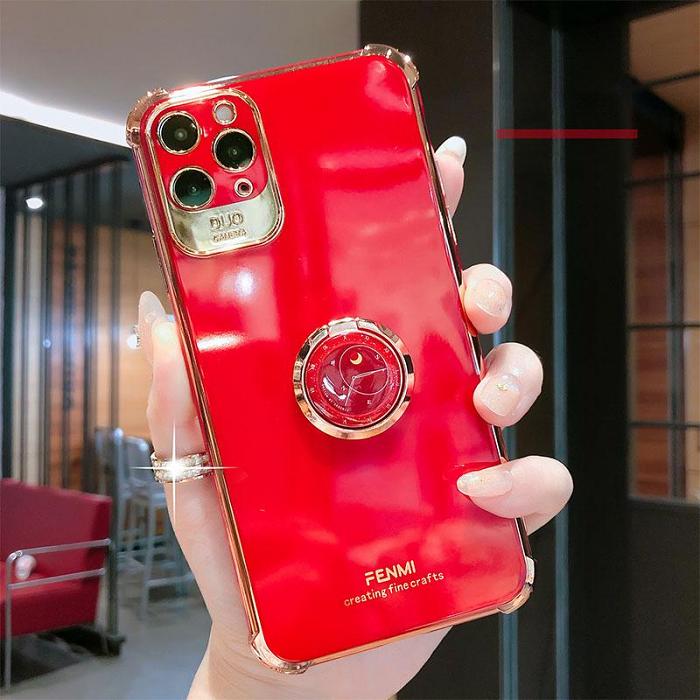 เคสแวววาวชุบทองชุบหรูหราพร้อมที่ใส่แหวนสำหรับ iPhone 13 12 11 Pro Max Mini XS XR