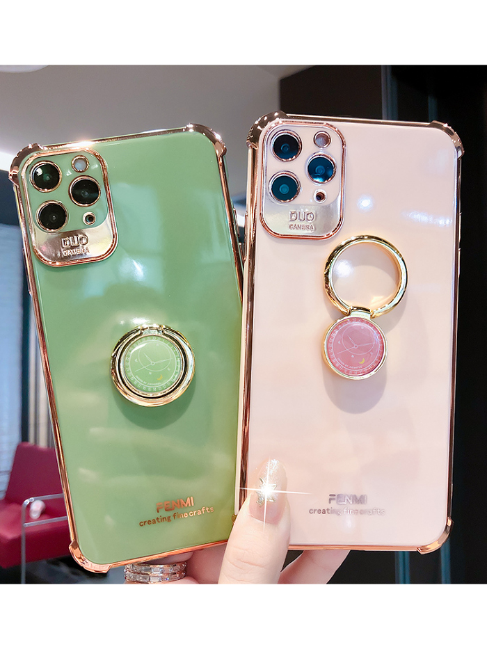 เคสแวววาวชุบทองชุบหรูหราพร้อมที่ใส่แหวนสำหรับ iPhone 13 12 11 Pro Max Mini XS XR