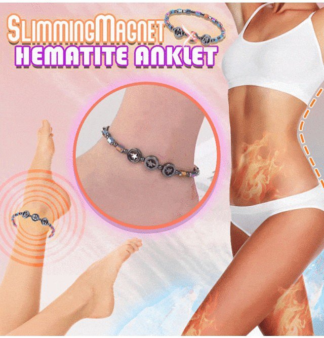 Colorful black hematite slimming and detoxing anklet